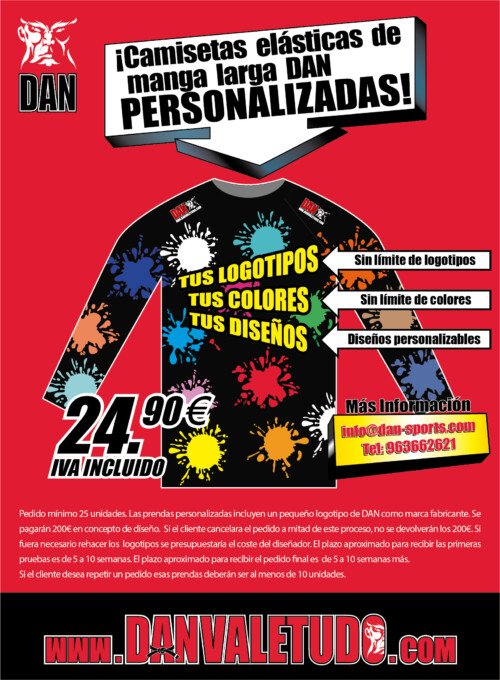 CAMISETA ELASTICA MANGA LARGA DAN PERSONALIZADA