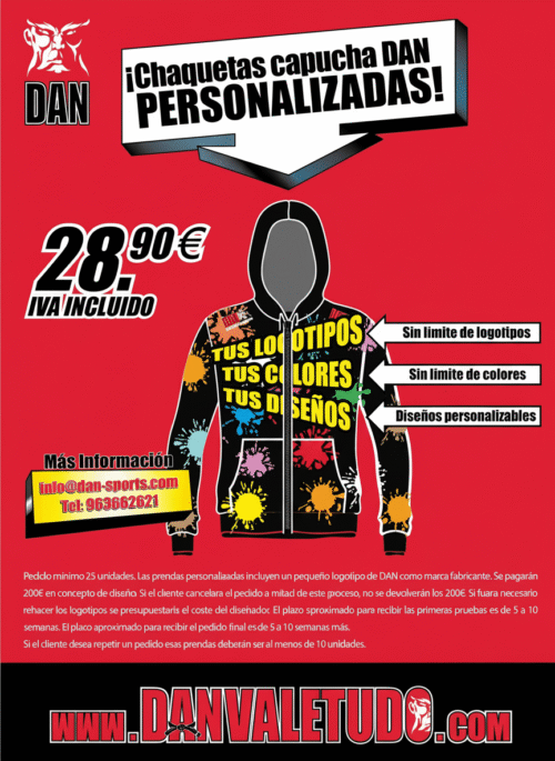 SUDADERA CON CAPUCHA Y CREMALLERA  PERSONALIZADA DAN