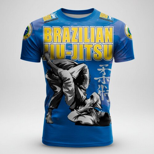CAMISETA ELASTICA DANvaletudo JIU JITSU ARM-LOCK AZUL