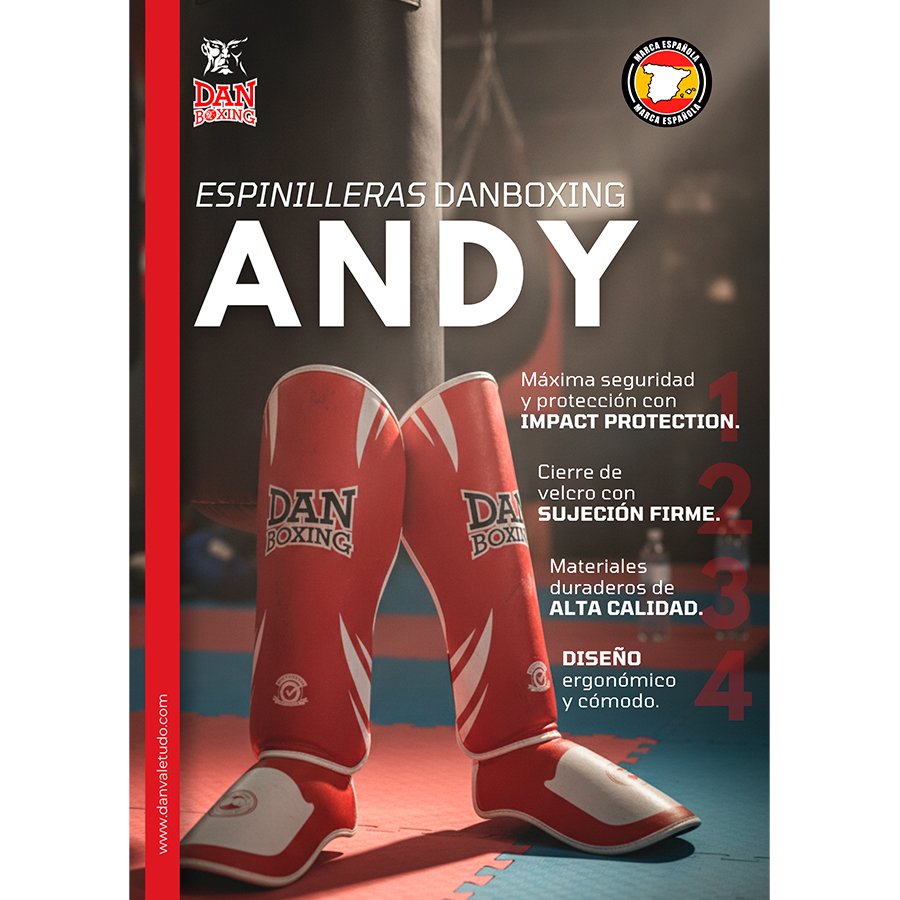 ESPINILLERAS DANboxing ANDY ROJO/BLANCO PG - Imagen 6