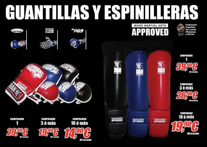 PROMOCION GUANTILLAS Y ESPINILLERAS MMA APPROVED PROMOCION GUANTILLAS Y ESPINILLERAS MMA APPROVED