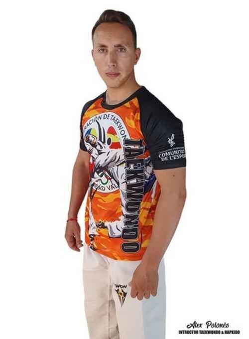 CAMISETA DAN TAEKWONDO FTCV CAMUFLAGE NARANJA DRY FIT