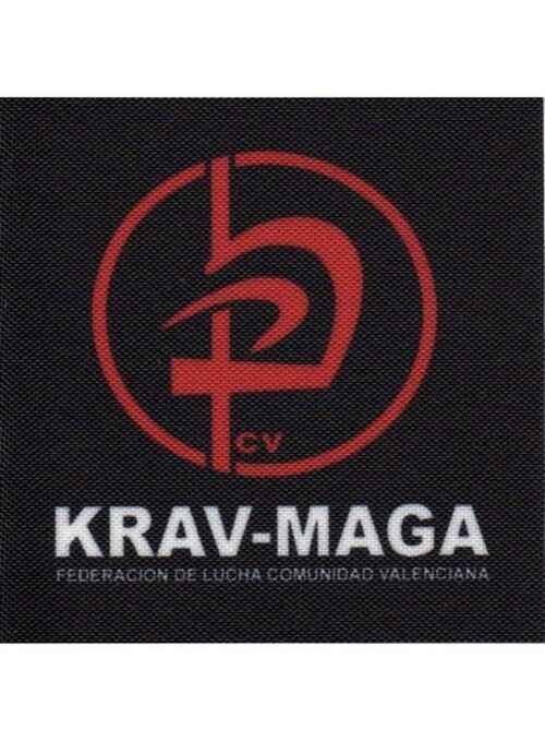 PARCHE KRAV MAGA COMUNIDAD VALENCIANA  LOGO SUBLIMADO 8x8cm NEGRO