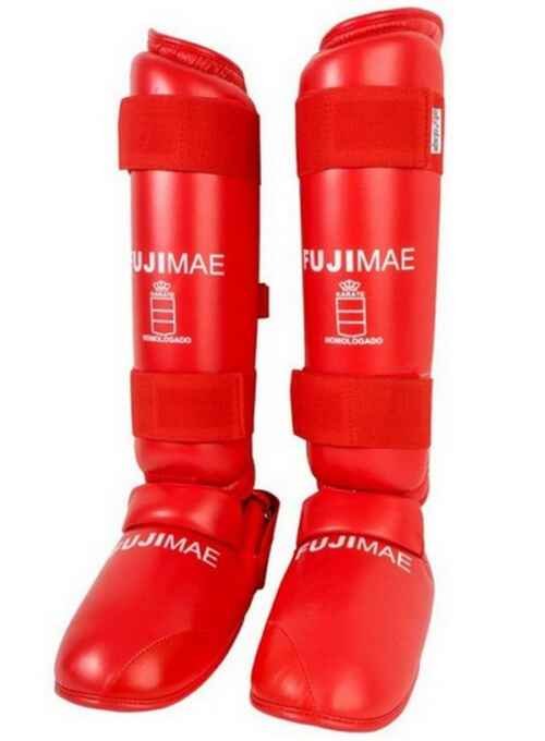 ESPINILLERAS KARATE FUJIMAE ADVANTAGE RFEK ROJO