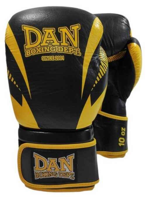 GUANTES DAN BOXING MASATO PIEL NEGRO/AMARILLO