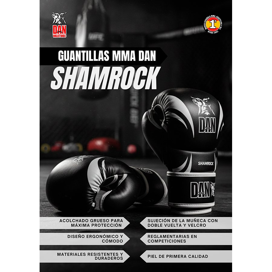 GUANTILLAS MMA DANvaletudo SHAMROCK NEGRO/BLANCO - Imagen 5
