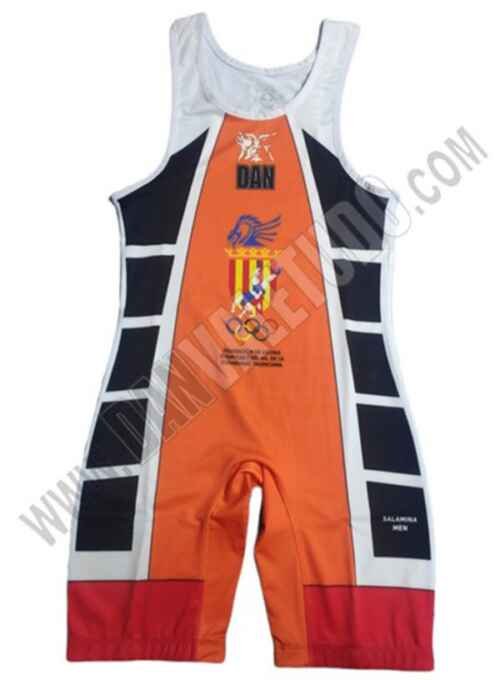 MALLOT LUCHA DANsports FVL SALAMINA NARANJA/ROJO