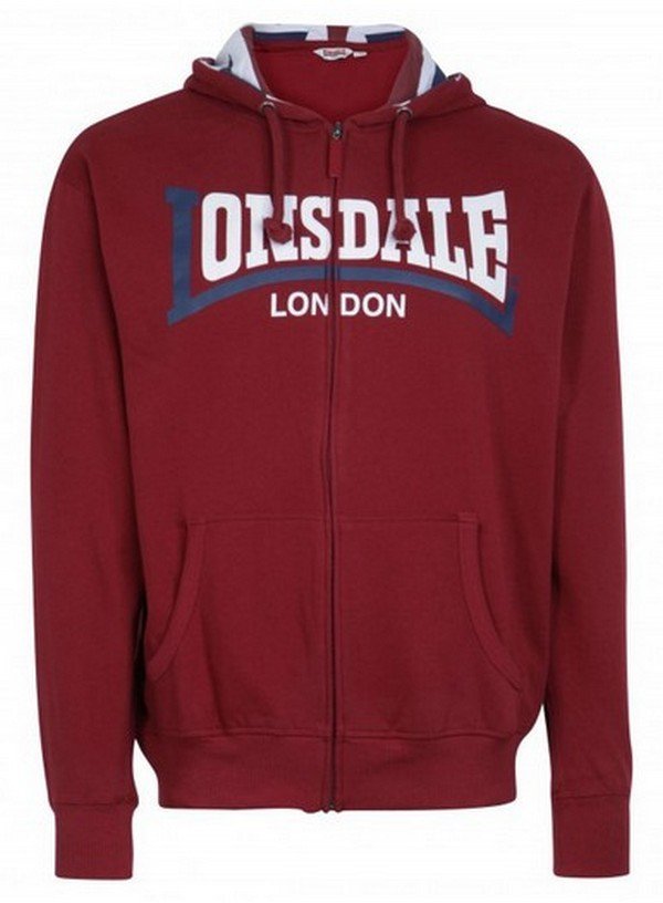 SUDADERA CAPUCHA Y CREMALLERA LONSDALE WATLINGTON DARK RED