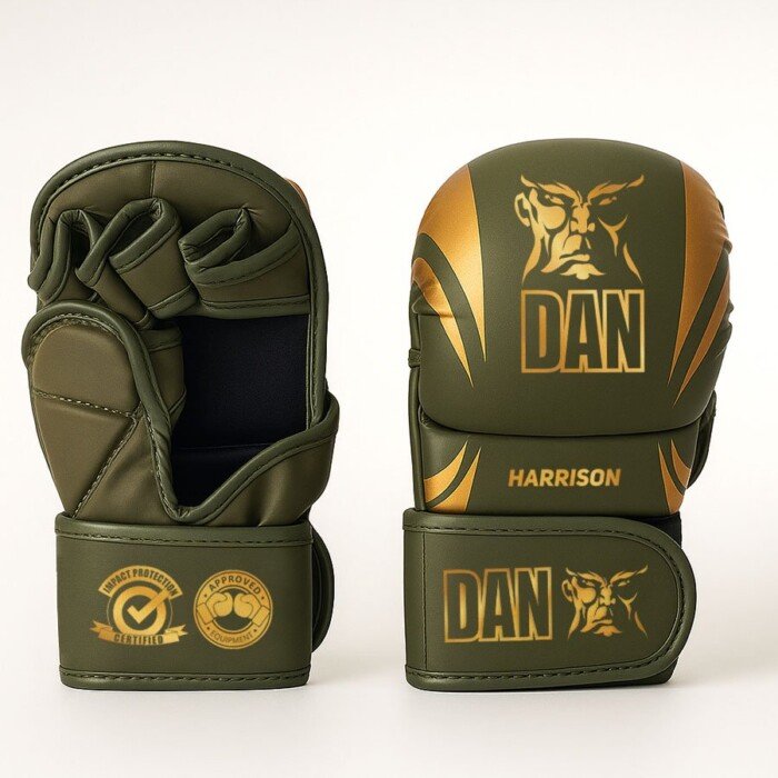 GUANTILLAS MMA DAN HARRISON VERDE/DORADA - Imagen 2