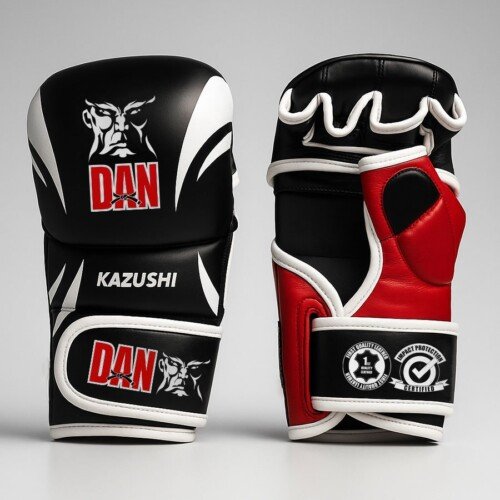 GUANTILLAS MMA DAN KAZUSHI PIEL NEGRO/ROJO