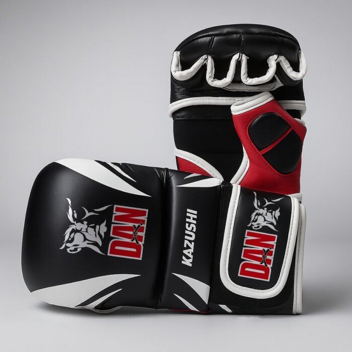 GUANTILLAS MMA DAN KAZUSHI PIEL NEGRO/ROJO - Imagen 2