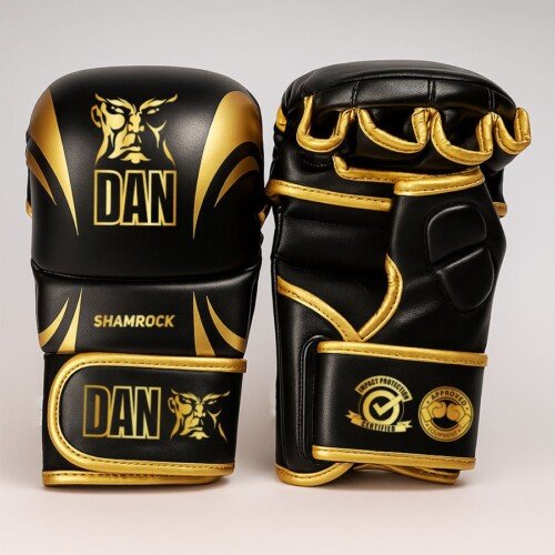 GUANTILLAS MMA DAN SHAMROCK NEGRO/DORADO