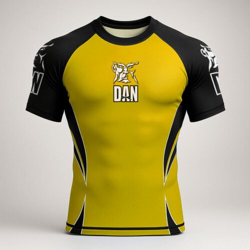 CAMISETA ELASTICA DANvaletudo TAVARES AMARILLO/NEGRO FS