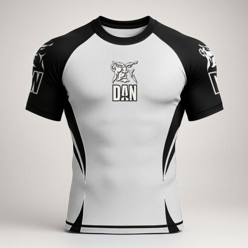 CAMISETA ELASTICA DANvaletudo TAVARES BLANCA/NEGRA FS