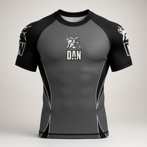 CAMISETA ELASTICA DANvaletudo TAVARES GRIS/NEGRO FS