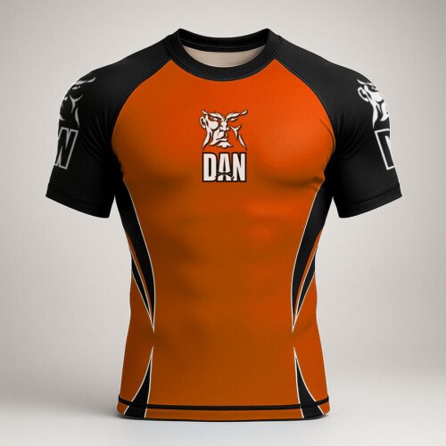 CAMISETA ELASTICA DANvaletudo TAVARES NARANJA/NEGRO FS