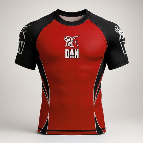 CAMISETA ELASTICA DANvaletudo TAVARES ROJA/NEGRA FS