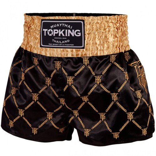 PANTALON MUAY THAI TOP KING BORDADO NEGRO/DORADO
