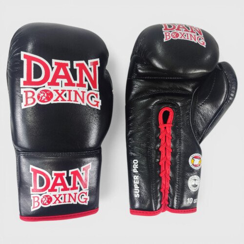 GUANTES DANboxing SUPER-PRO CUERDAS PIEL NEGRO
