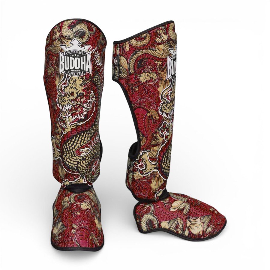 ESPINILLERAS EMPEINE BUDDHA DRAGON ROJAS