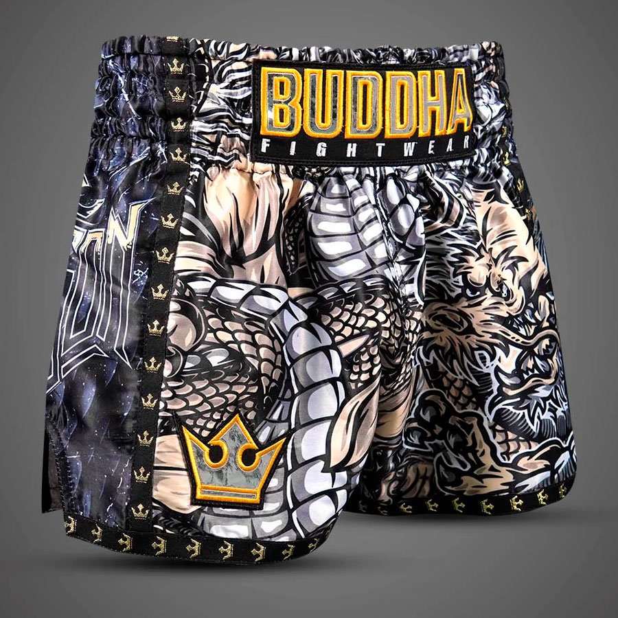 PANTALON BUDDHA MUAY THAI & KICK BOXING  DRAGON BLANCO