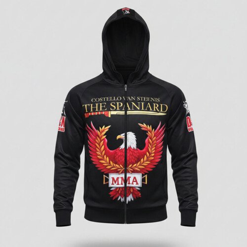 SUDADERA CON CAPUCHA Y CREMALLERA  DAN COSTELLO NEGRO